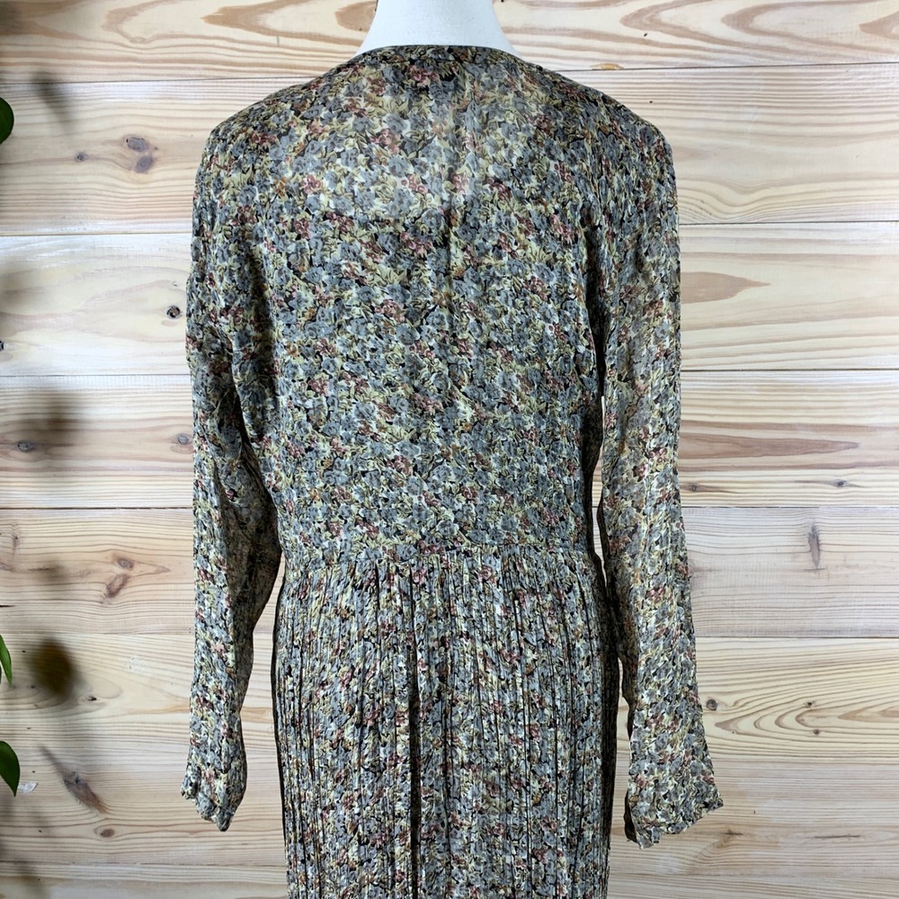 Vtg 90s Starina Maxi Dress Women L Dark Floral Pleated Layered Boho Fairy Grunge - Picture 5 of 14